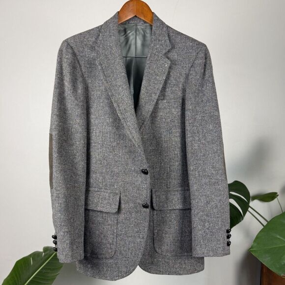 Vintage 70s 80s Academia Sears Roebuck Men's Power Blazer with Elbow Patches - Picture 7 of 14